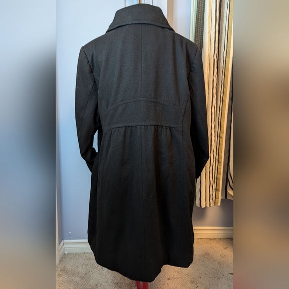 Pennington's sz2X black wool blend mid length button coat VGUC - Picture 2 of 10